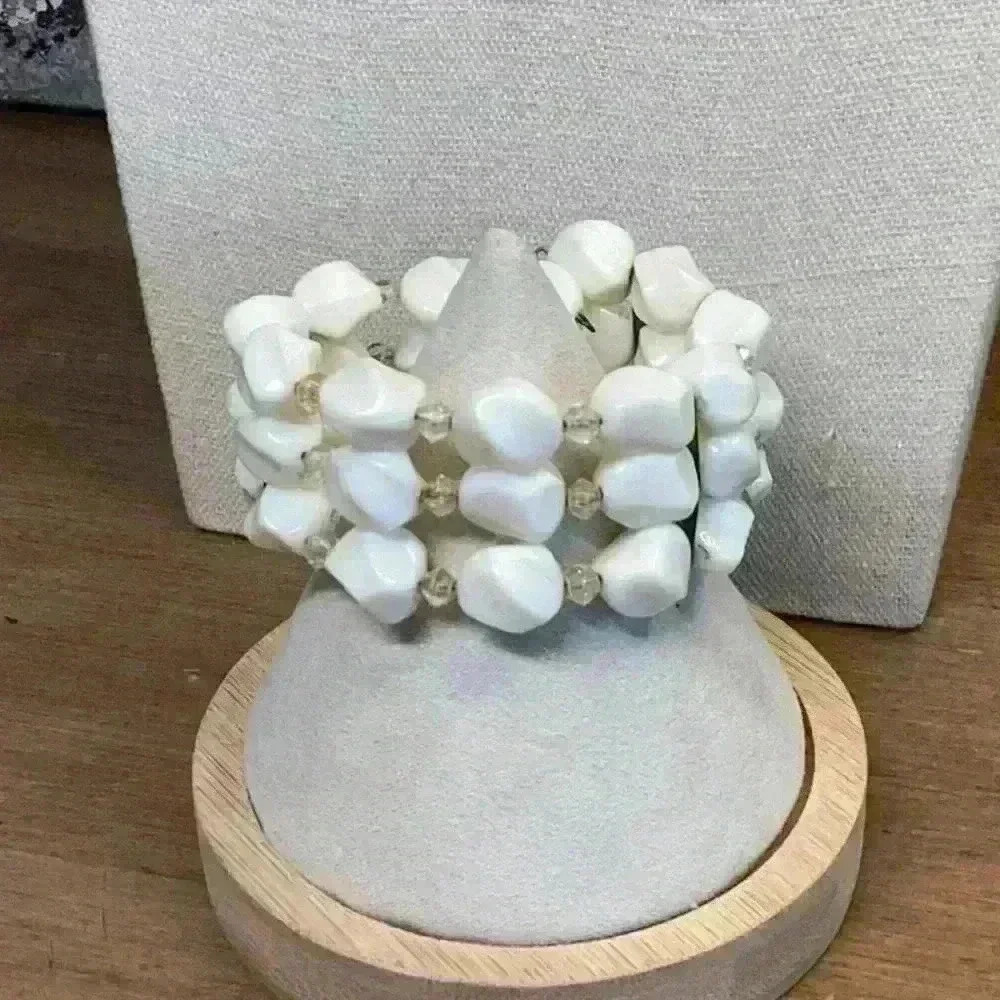 White Beaded Wrap Bracelet Vintage